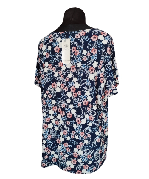 Tunika kimono z okrągłym dekoltem i wzorem w drobne kwiatuszki